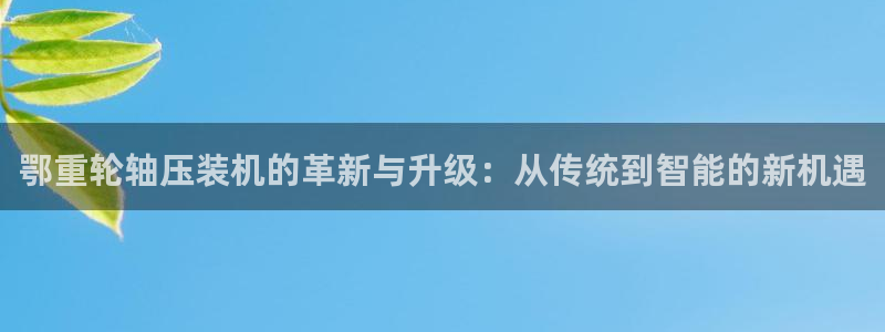 威九国际78免下载：鄂重轮轴压装机的革新与升级：从传统到智能